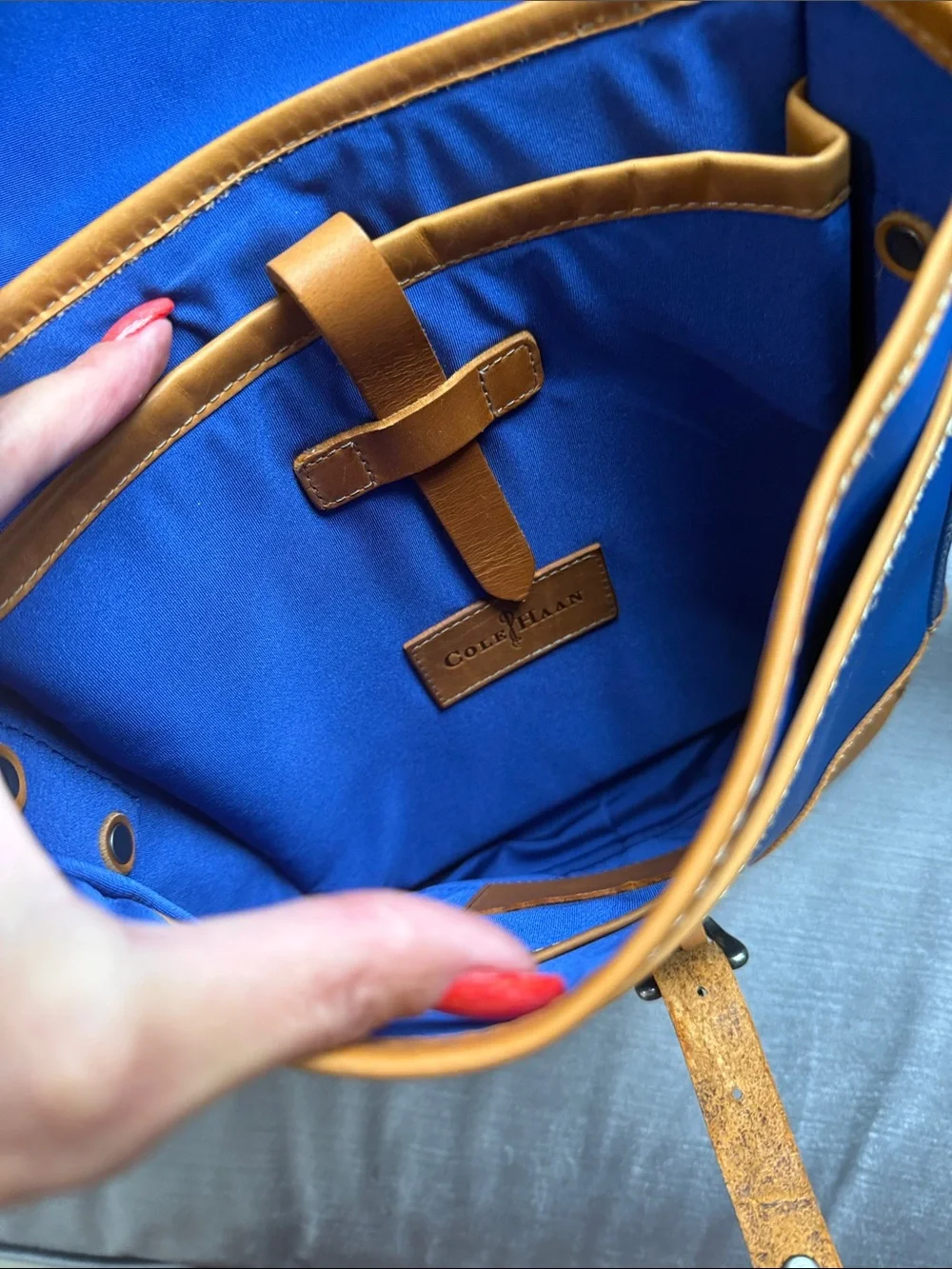 Cole Haan Blue and Tan Messenger Crossbody Bag